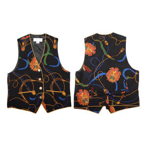 Vintage Saks Fifth Avenue 100% Silk Baroque Colorful Mod Vest Size S
